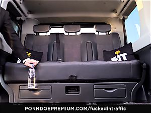 torn up IN TRAFFIC - Footjob and car fucky-fucky with Tina Kay