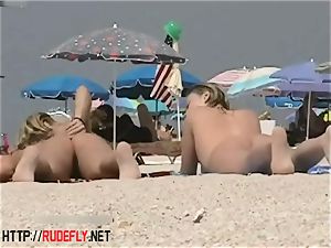 towheaded model nudist on the bare beach voyeur flick